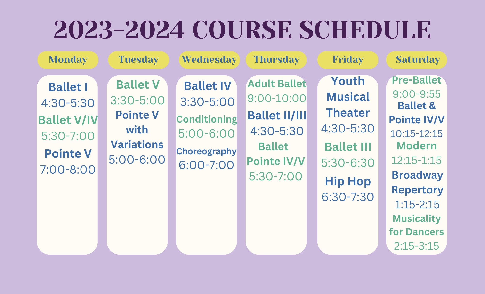 20232024 Class Schedule Starship Dance Studio